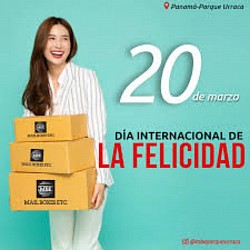 20 de marzo Día Internacional de la felicidad Disfruta de un buen menos 10% en tu compra minorista aquí en Mail boxes etc Bani
